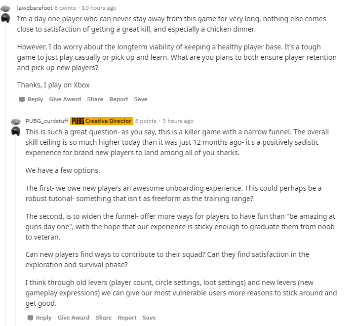 [AMA汇总] PUBG新任创意总监Dave：明年工作重点将是大地图
