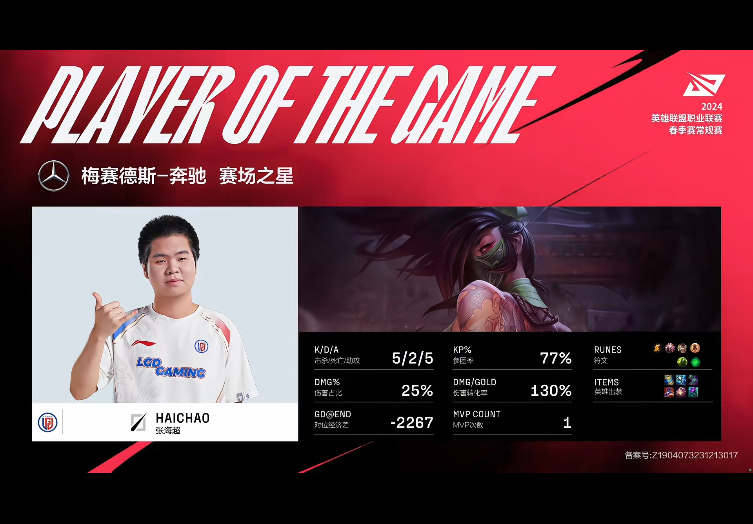 [战报] 水龙魂剑魔无人能敌 LGD让一追二收获首胜