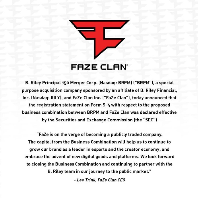 FaZe Clan即将在纳斯达克上市